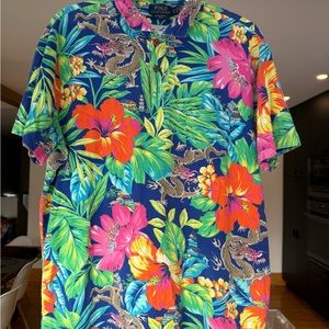 Polo Ralph Lauren Chinese Dragon Floral Shirt Featherweight Mesh Mens Xl